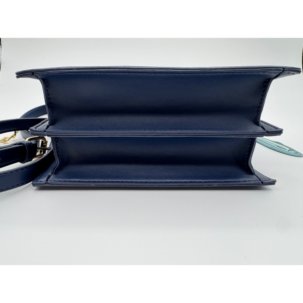 Betsey Johnson Sardine Navy Pink Leather Crossbody Top Handle Purse - Picture 8 of 14